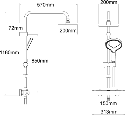 Additional image for Aurajet Aio Cool Touch Thermostatic Bar Shower Pack (Diverter).