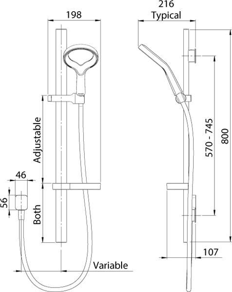 Additional image for Aurajet Aio Rail Shower (Chrome).