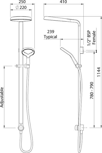 Additional image for Aurajet Aio Shower System (Chrome).