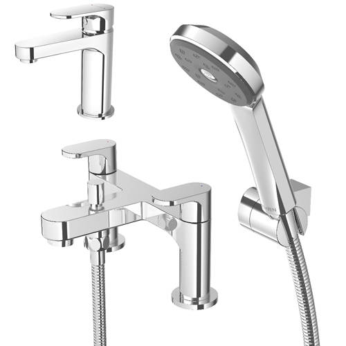 Additional image for Basin & Bath Shower Mixer Tap Pack With Kit (Chrome).