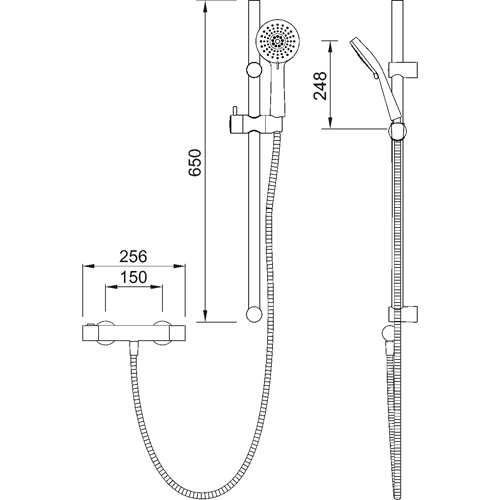Additional image for Thermostatic Bar Shower Valve With Multi Mode Kit (HP, Chrome).