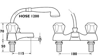 Additional image for Bath Shower Mixer Tap With Shower Kit And Wall Bracket (Gold).