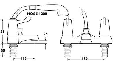 Additional image for 3" Lever Bath Shower Mixer Tap With Shower Kit.