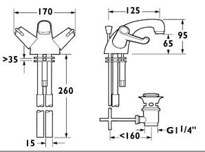 Additional image for 3" Lever Mono Basin Mixer Tap With Pop Up Waste.