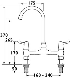 Additional image for 3" Lever Bridge Sink Tap with adjustable centers.