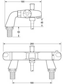 Additional image for Dynamic Thermostatic Bath Shower Mixer With Shower Kit.