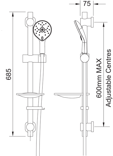 Additional image for Kaha Easy Fit Shower Kit (Chrome).