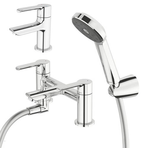 Additional image for Basin & Bath Shower Mixer Tap Pack With Kit (Chrome).