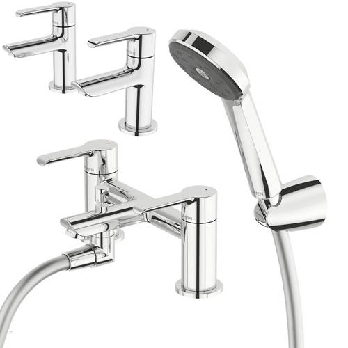 Additional image for Basin Taps & Bath Shower Mixer Tap Pack With Kit (Chrome).