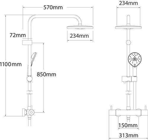 Additional image for Kaha Cool To Touch Thermostatic Bar Shower Pack (Chrome).