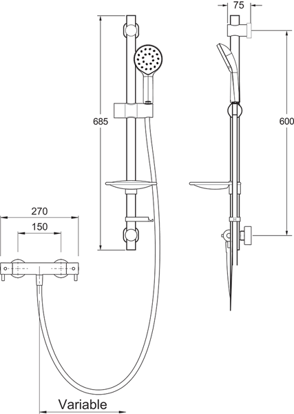 Additional image for Kiri MK2 Cool Touch Thermostatic Bar Shower With Easy Fit Kit.