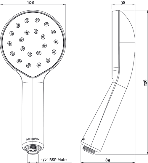 Additional image for Kiri MK2 Satinjet Shower Handset  (Chrome).