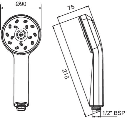 Additional image for Maku Satinjet Shower Handset  (Chrome & Graphite).