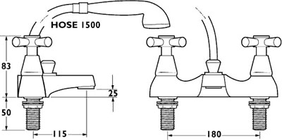 Additional image for Bath Shower Mixer Tap With Shower Kit.