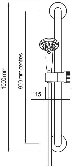 Additional image for Kiri Satinjet Shower Rail System (Grab Bar).