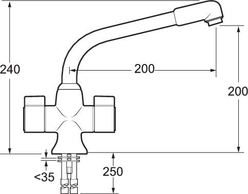 Additional image for Kitchen Tap With Twin Handles (Chrome).