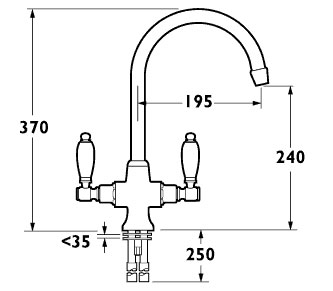 Additional image for Georgian Kitchen Sink Mixer with Swivel Spout (Gold)