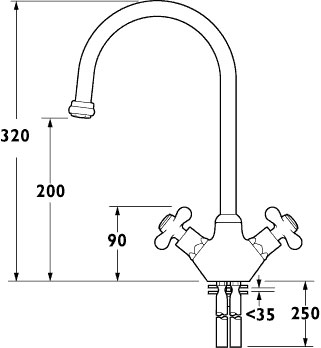 Additional image for Venetian Monoblock Sink Mixer with Swivel Spout (Chrome)