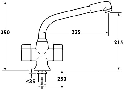 Additional image for Sauris Dual Flow Kitchen Tap, Swivel Spout (Chrome).