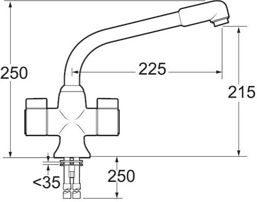 Additional image for Sauris Dual Flow Kitchen Tap, Swivel Spout (Chrome).