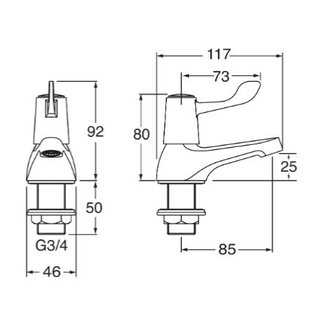 Additional image for Basin & Bath Tap Pack With Lever Handles (Pairs, Chrome).