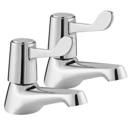 Additional image for Basin & Bath Filler Tap Pack With Lever Handles (Pairs, Chrome).