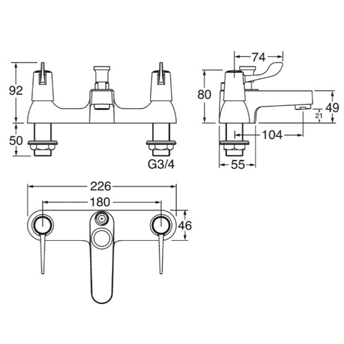 Additional image for Mono Basin & BSM Tap Pack With Lever Handles (Pairs, Chrome).