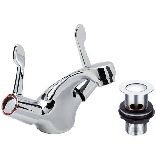 Additional image for Mono Basin & Bath Filler Tap Pack With Lever Handles (Pairs, Chrome).