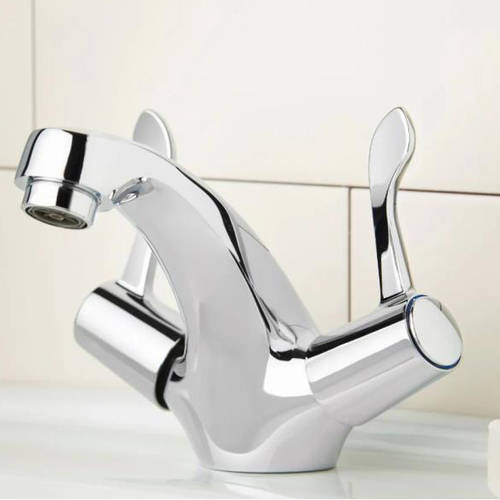 Additional image for Mono Basin & Bath Filler Tap Pack With Lever Handles (Pairs, Chrome).
