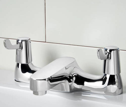 Additional image for Mono Basin & Bath Filler Tap Pack With Lever Handles (Pairs, Chrome).