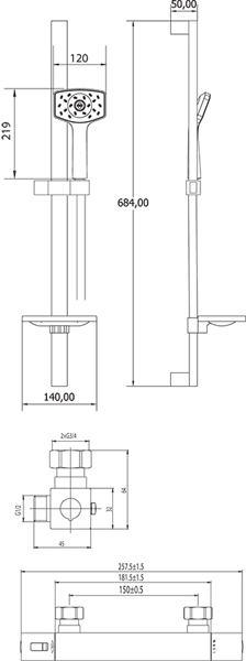 Additional image for Waipori Satinjet Cool Touch Shower Pack (Chrome).