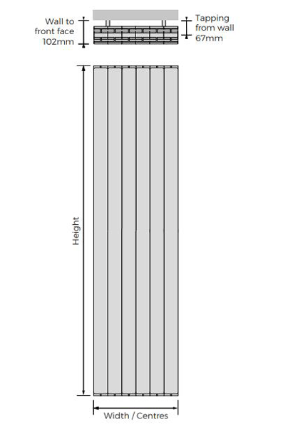 Additional image for Vertical Aluminium Radiator 500x1866 (Volcanic).