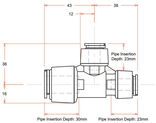 Additional image for 5 x Push Fit Reducing Tees (15mm / 10mm / 10mm).