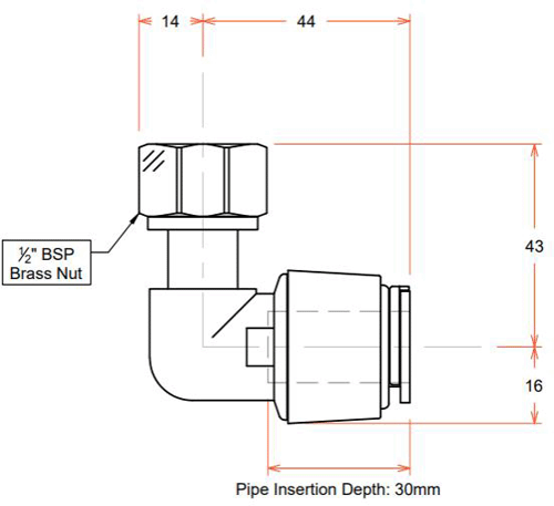 Additional image for Push Fit Bent Tap Connector (15mm / 1/2" BSP).