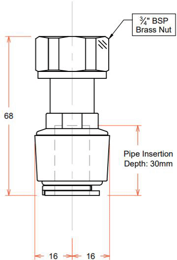 Additional image for Push Fit Tap Connector (15mm / 3/4" BSP).