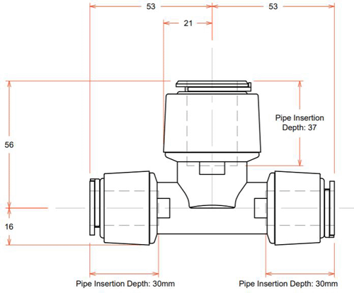 Additional image for Push Fit Reducing Tee (15mm / 15mm / 22mm).