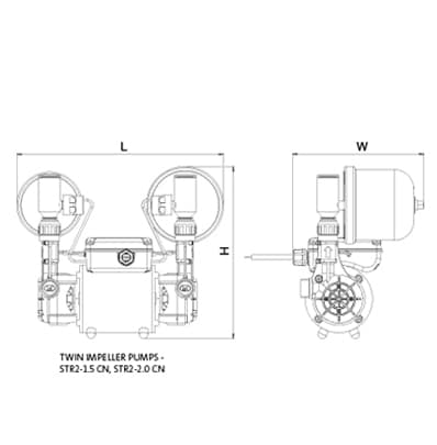 Additional image for STR2-2.0CN Twin Ended Shower Pump (2.0 Bar, Universal).