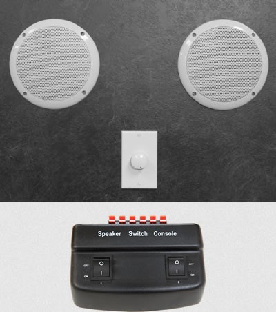 Additional image for Steam Proof Speaker Kit With Switch Box & Speakers.