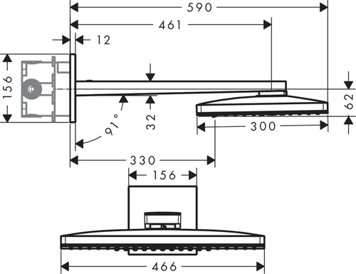 Additional image for Rainmaker 2 Jet Shower Head & Arm (460x300, White & Chrome).