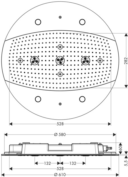 Additional image for Raindance Rainmaker 3 Jet Shower Head With Lights (600mm).