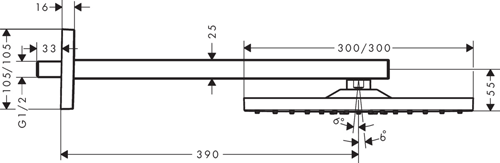 Additional image for Raindance E 300 1 Jet Shower Head & Wall Arm (300x300mm).