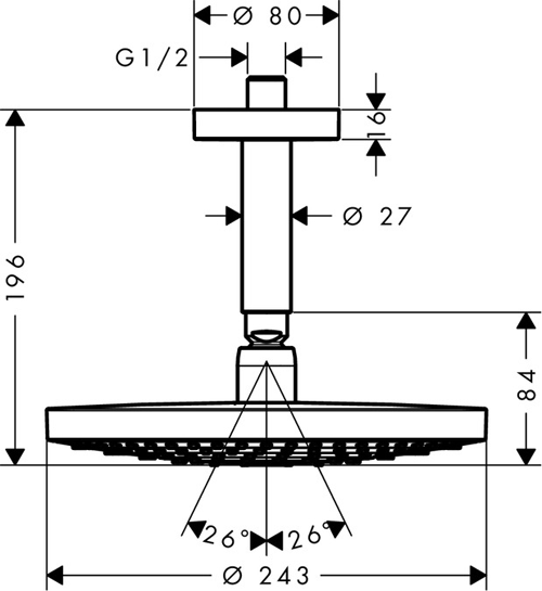 Additional image for Raindance S 240 2 Jet Shower Head & Arm (White & Chrome).