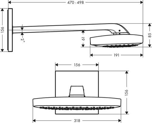 Additional image for Raindance E 300 3 Jet Shower Head & Arm (300x190mm, Chrome).