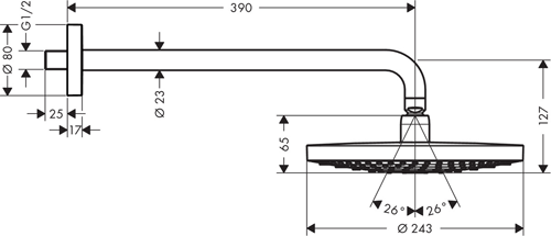 Additional image for Raindance Select S 240 2 Jet EcoSmart Shower Head & Wall Arm.