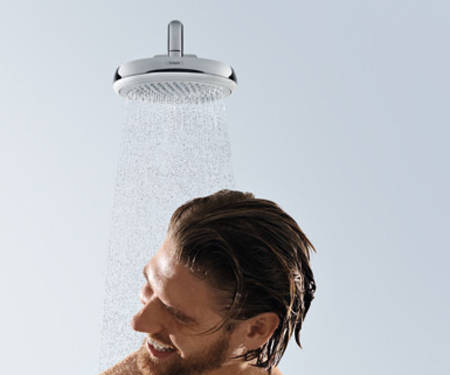 Additional image for Crometta 180 1 Jet Shower Head (180mm, White & Chrome).