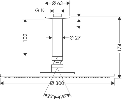 Additional image for Raindance S 300 Air 1 Jet Shower Head & Arm (300mm, EcoSmart).