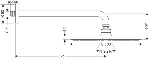 Additional image for Raindance S 300 Air 1 Jet Shower Head & Arm (300mm, EcoSmart).