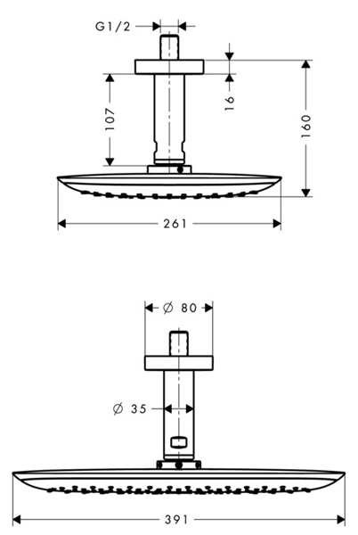 Additional image for PuraVida 400 Air 1 Jet Eco Shower Head & Arm (390x260, Chrome).