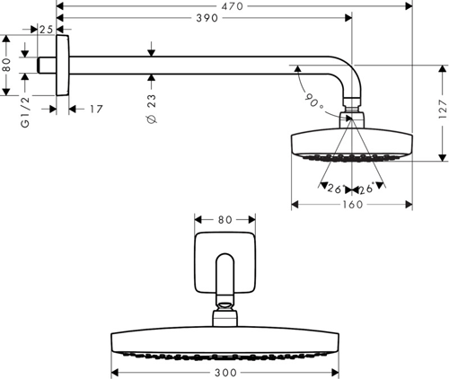 Additional image for Raindance Select E 300 2 Jet Shower Head & Arm (EcoSmart).