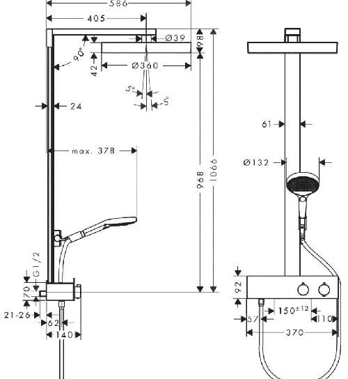 Additional image for Rainfinity Showerpipe 360 1jet with ShowerTablet 350 (Chrome)